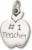 #1 TEACHER Apple With Stem And Leaf Charm