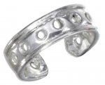 Sterling Silver Men's Drilled Adjustable Toe Ring