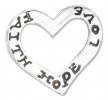 Two Sided Silly LOVE HOPE FAITH Heart Shaped Affirmation Slide Pendant