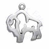 Stencil Out Lined Buffalo Bison Charm