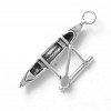 Sterling Silver 3D Hawaiian Outrigger Canoe Boat With Paddle Charm