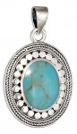 Dotted Roped Framed Turquoise Pendant