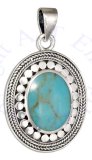 Dotted Roped Framed Turquoise Pendant