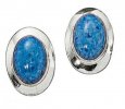 Denim Lapis Oval Earrings