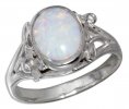 Oval White Imitation Opal Ring