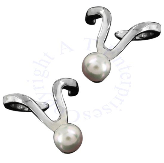 Left And Right Wishbone Shaped Freshwater Pearl Ear Cuff Wrap Set - Click Image to Close