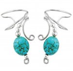 Turquoise Oval Stone Wave Ear Cuff Wrap Set