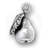 Partially 3D Pear Fruit Charm With Leaf