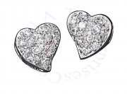 Pave Cubic Zirconia Contemporary Heart Post Earrings