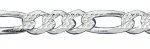 8mm Wide Pave Figaro Chain Anklet Necklace Bracelet