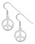 Peace Symbol Sign Dangle Earrings