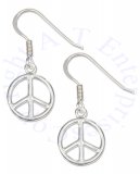 Peace Symbol Sign Dangle Earrings
