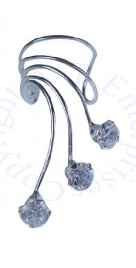 Sterling Silver Pierceless Right Only Ear Cuff Wrap Earring - Click Image to Close