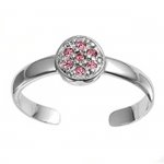 Pink Cubic Zirconia Round Top Adjustable Toe Ring