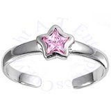 Pink Cubic Zirconia Star Adjustable Toe Ring