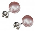 5.5mm Diameter Round Pink Freshwater Pearl Button Post Earrings