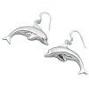 1 1/2" Long 3D Large Puffed Dolphin Dangle Earrings