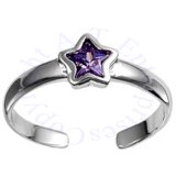 Celestial Purple Cubic Zirconia Star Adjustable Toe Ring