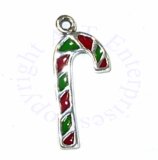 Red And Green Striped Candy Cane Charm