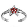 Red Cubic Zirconia Starfish Or Celestial Star Adjustable Toe Ring