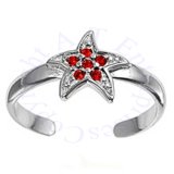 Red Cubic Zirconia Starfish Or Celestial Star Adjustable Toe Ring
