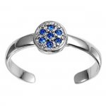 Blue Cubic Zirconia Round Top Adjustable Toe Ring