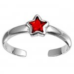 Celestial Red Cubic Zirconia Star Adjustable Toe Ring