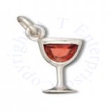 Red Cubic Zirconia Stemmed Wine Glass Charm