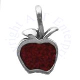 Mini Simualted Red Coral Inlay Apple Charm