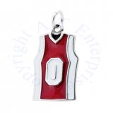 Red White Enameled Basketball Jersey Shirt Uniform Charm