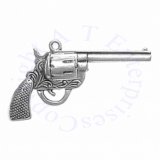 3D Cowboys Revolver Six Shooter Pistol Charm With Decorative Handle