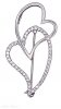 Cubic Zirconia Double Floating Hearts Brooch Pin