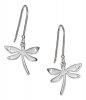 High Polish 17mm Wide Dragonfly Cubic Zirconia Dangle Earrings