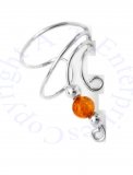 Right Only Round Honey Amber Bead Short Wave Ear Cuff Wrap