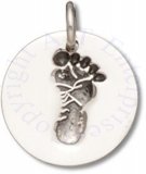 Engraveable Small Mothers Round Baby Footprint Charm