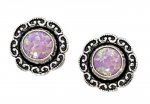 Synthetic Pink Opal Flower Concho Dangle Earrings