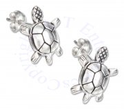3D Turtle Post Earrings