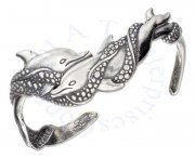 2 Double Swimming Dolphin Cuff Bracelet