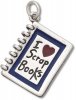 3D I HEART SCRAP BOOKS Enameled Blue And Red Book Binder Charm