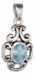 Scroll Design Blue Topaz Stone Pendant