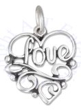 LOVE Word Heart Design Charm