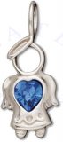 Angel With Sapphire Blue Cubic Zirconia September Birthstone Charm