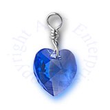 Sapphire Blue September Crystal Heart Birthstone Charm
