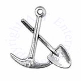 3D Crossed Shovel And Pick Axe Tools Charm