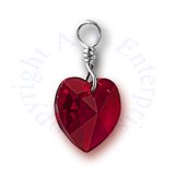 Siam Ruby Red July Crystal Heart Birthstone Charm