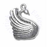 Side Facing Swan With Large Wings Rounded Head And Neck 3D Charm
