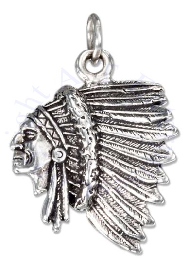 Indian Chief Headdress Charm - Click Image to Close