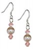 Single Pink Freshwater Pearl Earrings Peach Austrian Crystals