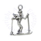 3D Woman Angel With Wings Skiing Charm