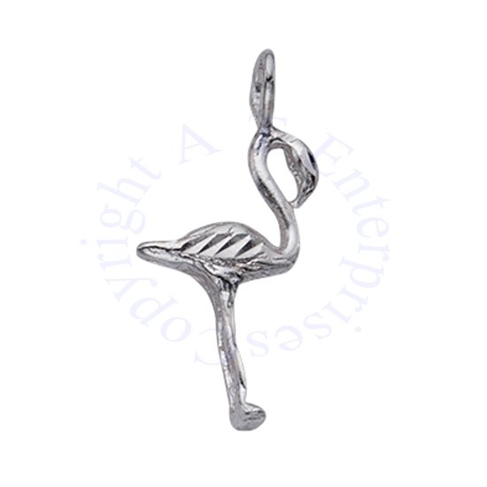 3D Sparkle Cut Standing Flamingo Charm With Head Curved To Throat - Click Image to Close